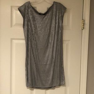 BCBGMAXAZRIA NWT Silver Sequin Tunic Dress, sz XS